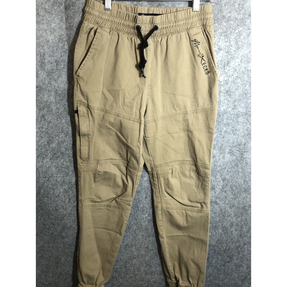 Marc Ecko Jogger Pants Mens Small Khaki Beige Elastic Cuffed Stretch Casual